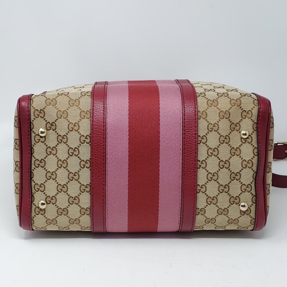 100% Auth Gucci Canvas Vintage Boston Satchel Bag - Picture 8 of 15